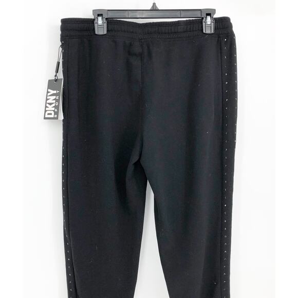DKNY SPORT Womens Relaxed Joggers Medium Black Pants Embellished NWT - Picture 9 of 16